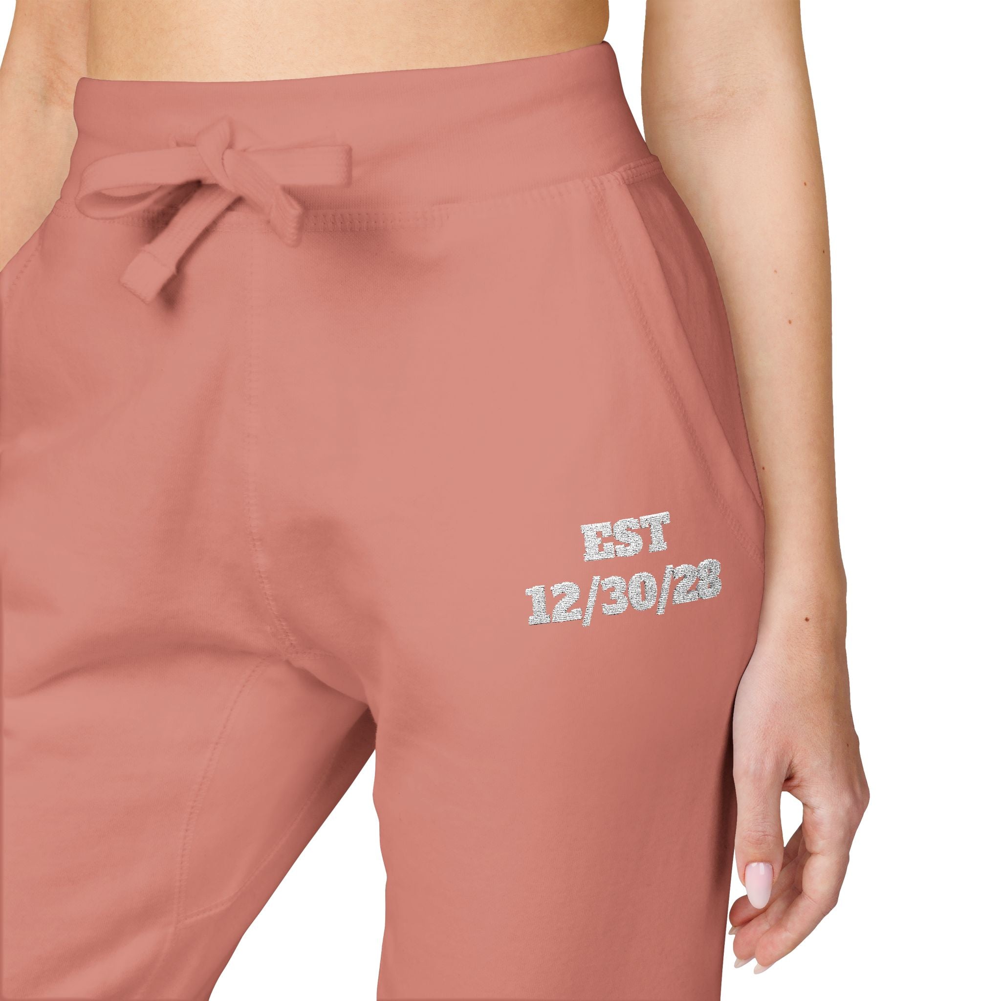 Embroidered Coral Fleece Sweatpants – Cozy 'Just Breathe' Loungewear