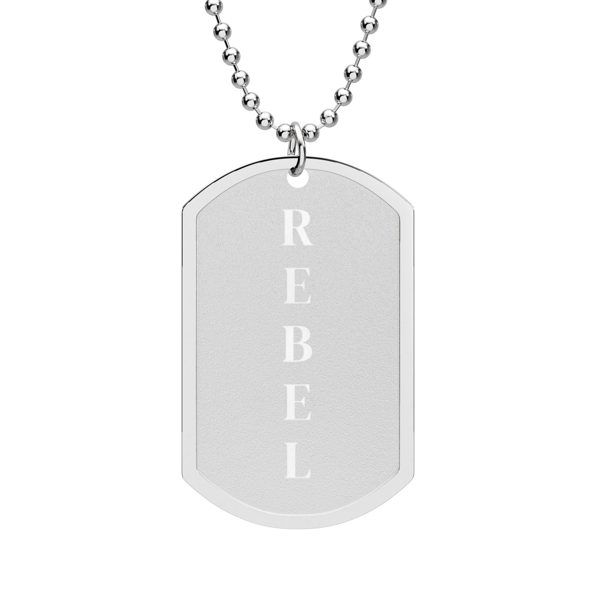 BREATHE Dog Tag Necklace — Engraved Word Pendant in Gold or Silver