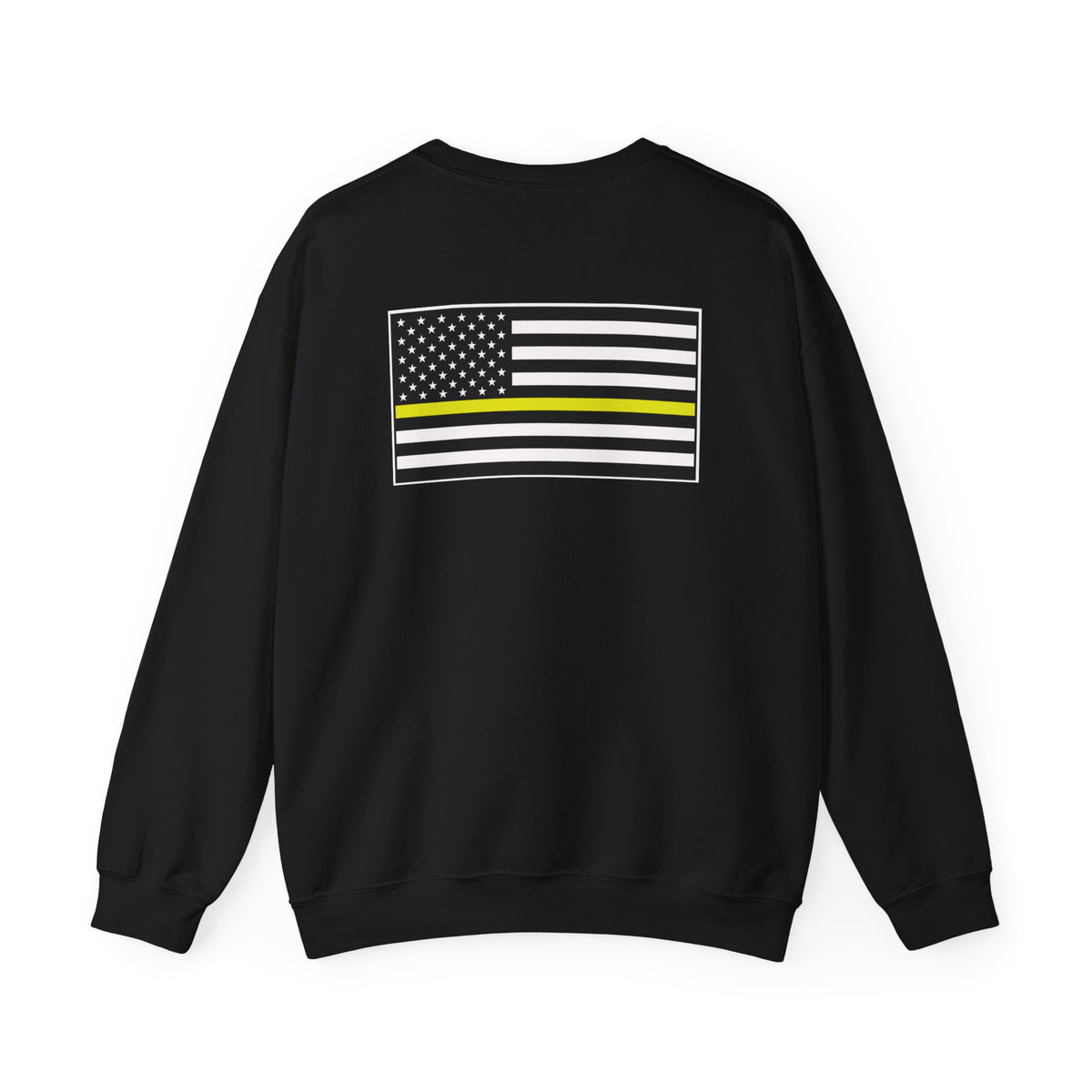 Crewneck Sweatshirt - Thin Yellow Line American Flag Design (Back & Chest)