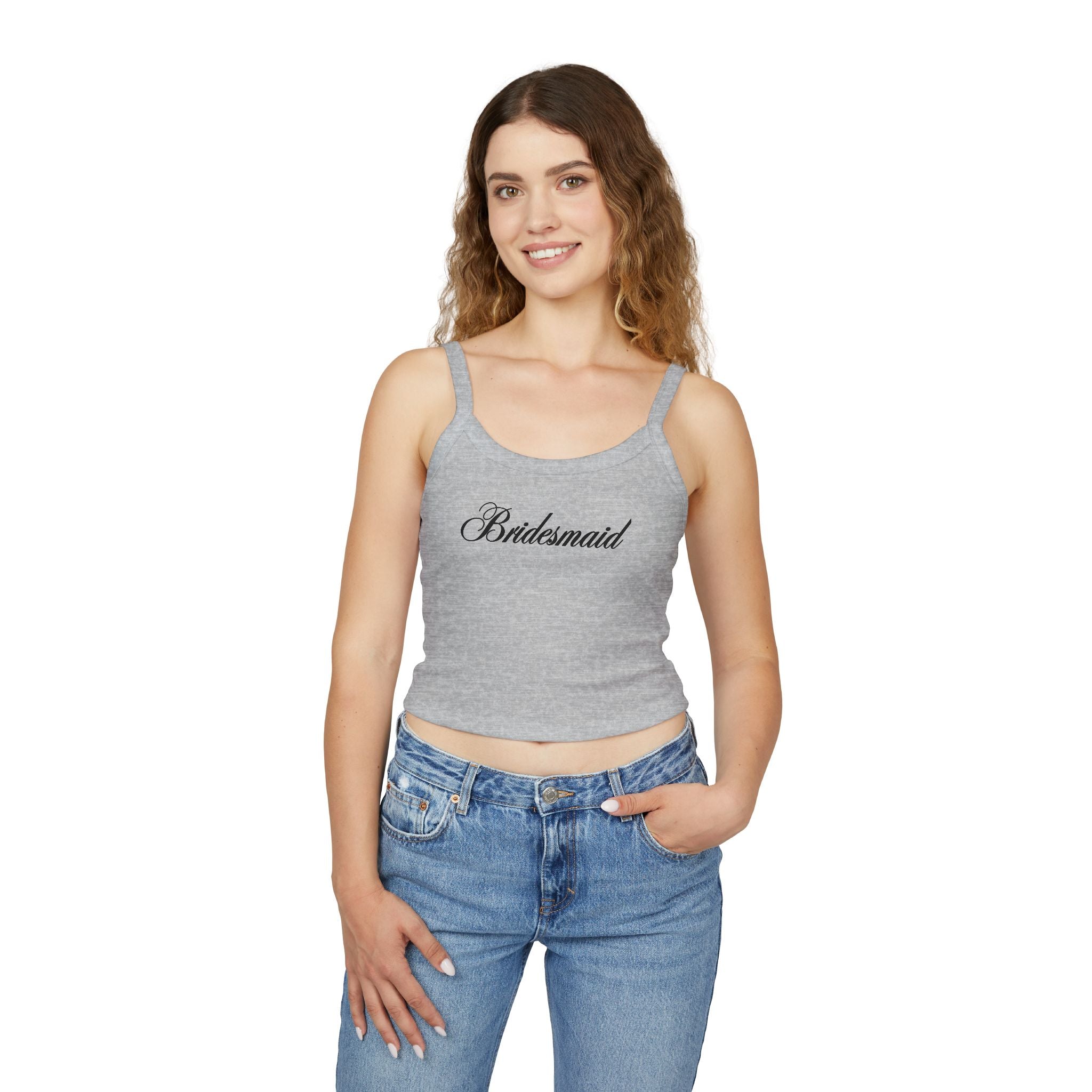 Bridesmaid Spaghetti Strap Tank Top — Elegant Script Bridal Party Tank