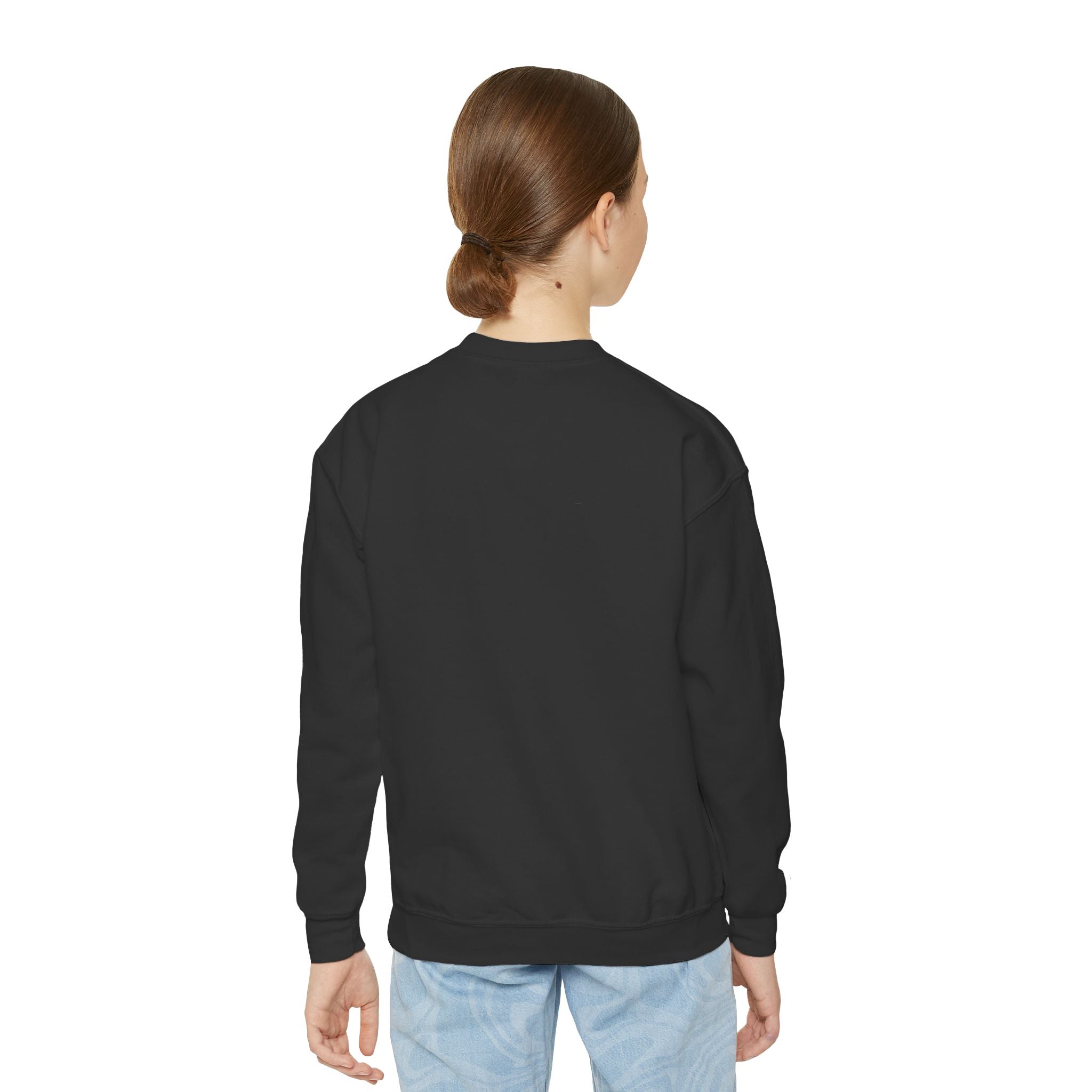 Spooky Season ghosts Youth Crewneck Sweatshirt | Halloween orange black
