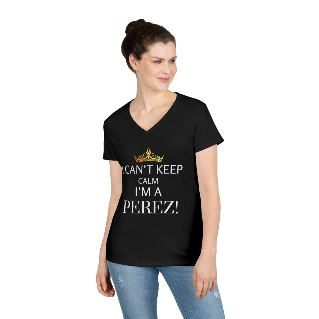 Perez V-Neck T-Shirt — "i can't keep calm i'm a perez!"
