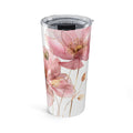 20oz Floral Personalized Tumbler – Pink Watercolor Poppies, Custom Name Travel Cup