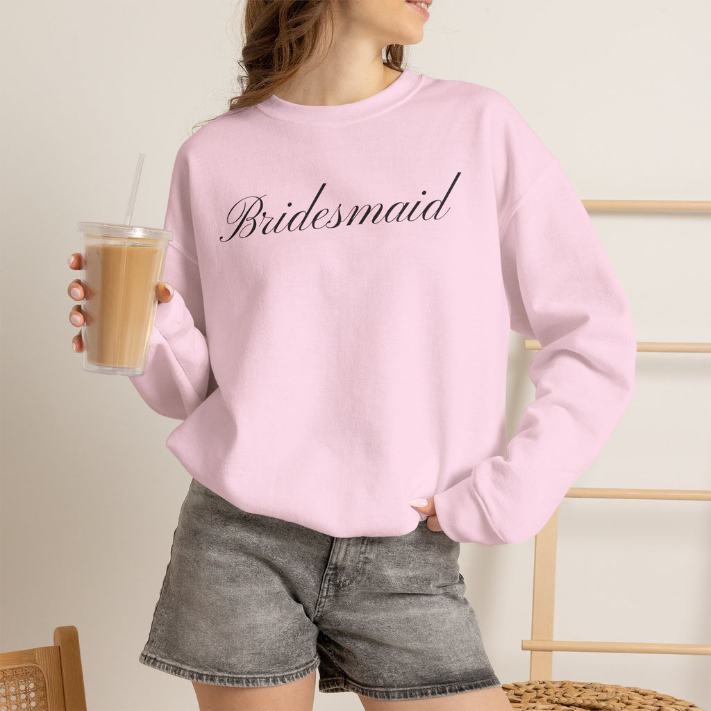 Bridesmaid Crewneck Sweatshirt - Elegant Script Bridal Party Pullover