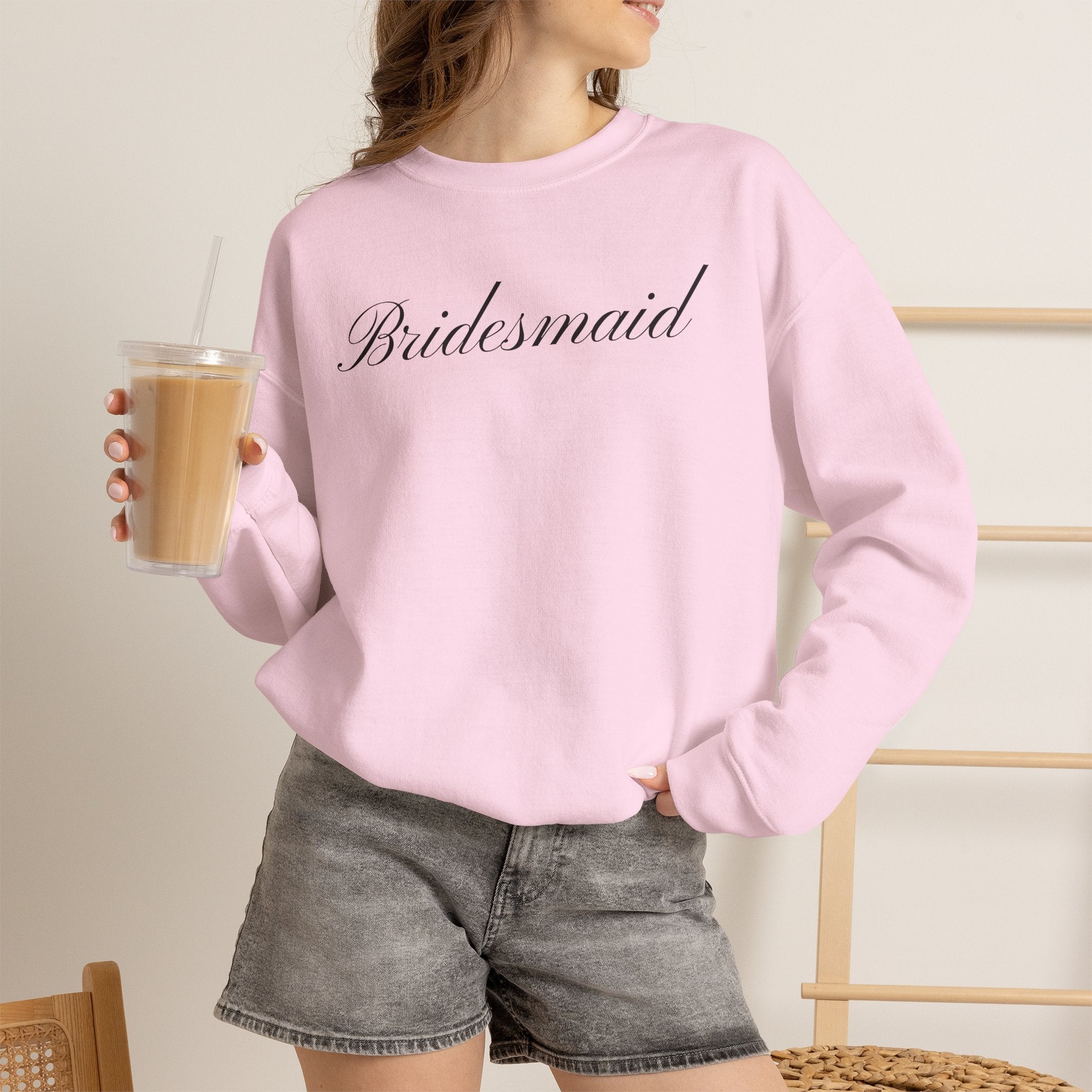 Bridesmaid Crewneck Sweatshirt - Elegant Script Bridal Party Pullover