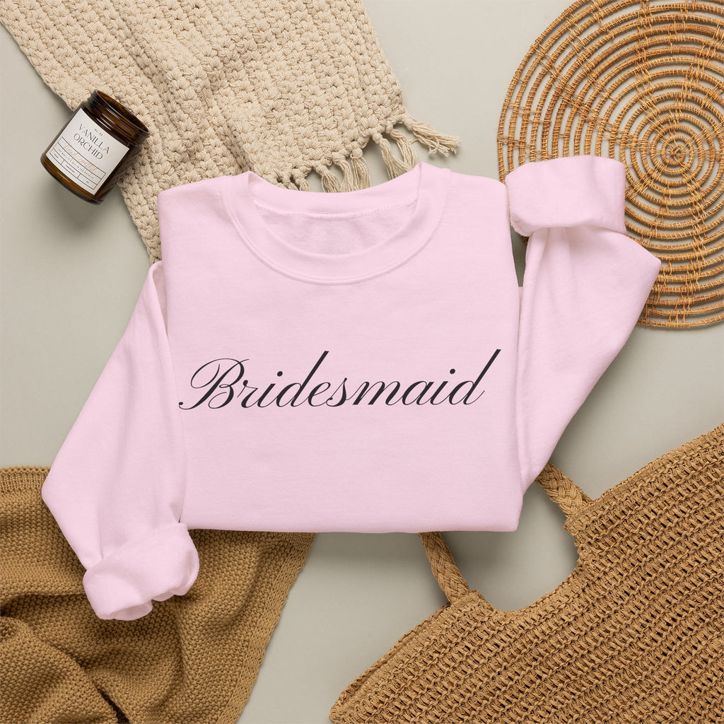 Bridesmaid Crewneck Sweatshirt - Elegant Script Bridal Party Pullover