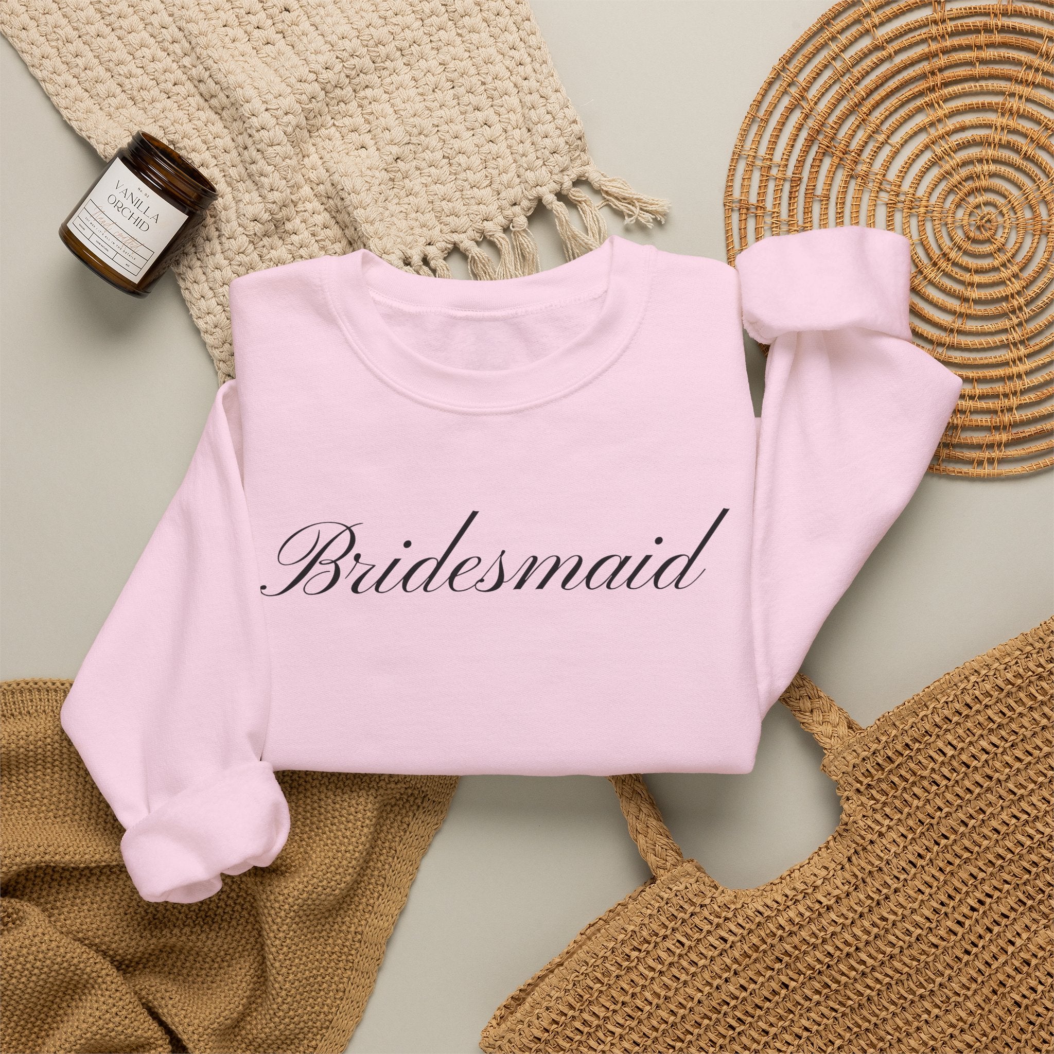 Bridesmaid Crewneck Sweatshirt - Elegant Script Bridal Party Pullover