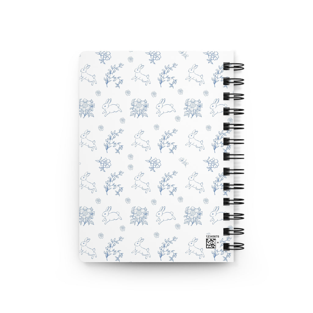 My First Journal Spiral Notebook | Cute Blue Bunny & Floral Child Keepsake