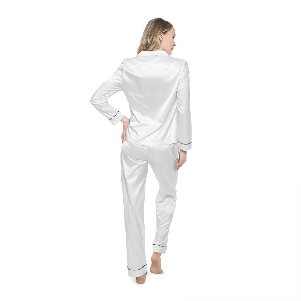 Personalized Women's Satin Pajama Set - Luxurious Silk-Feel Sleepwear