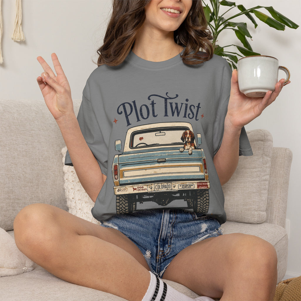 T‑Shirt — "Plot Twist: She's Buying More Books" Vintage Truck Graphic
