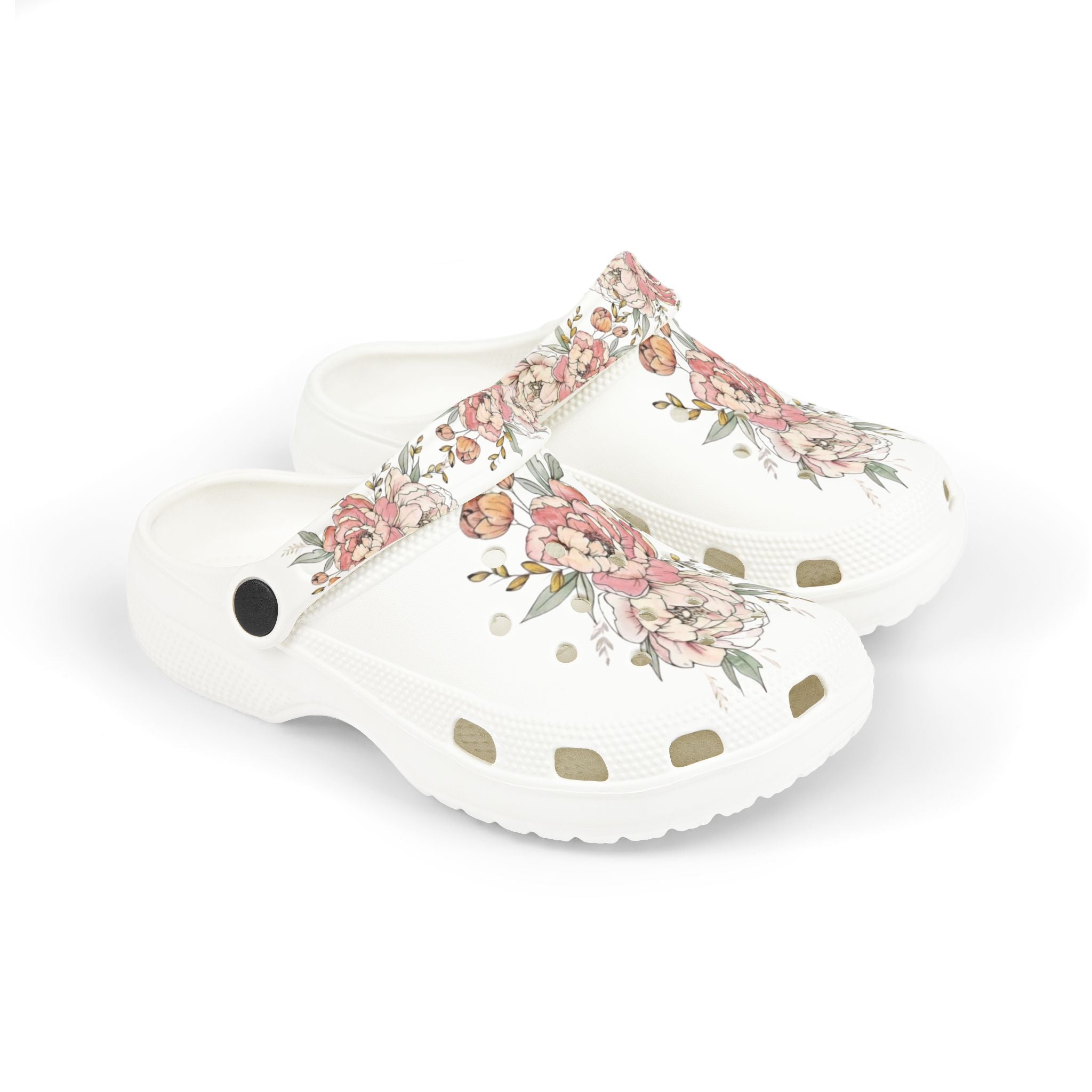 Floral Peony Kids Clogs | Blush Garden Print