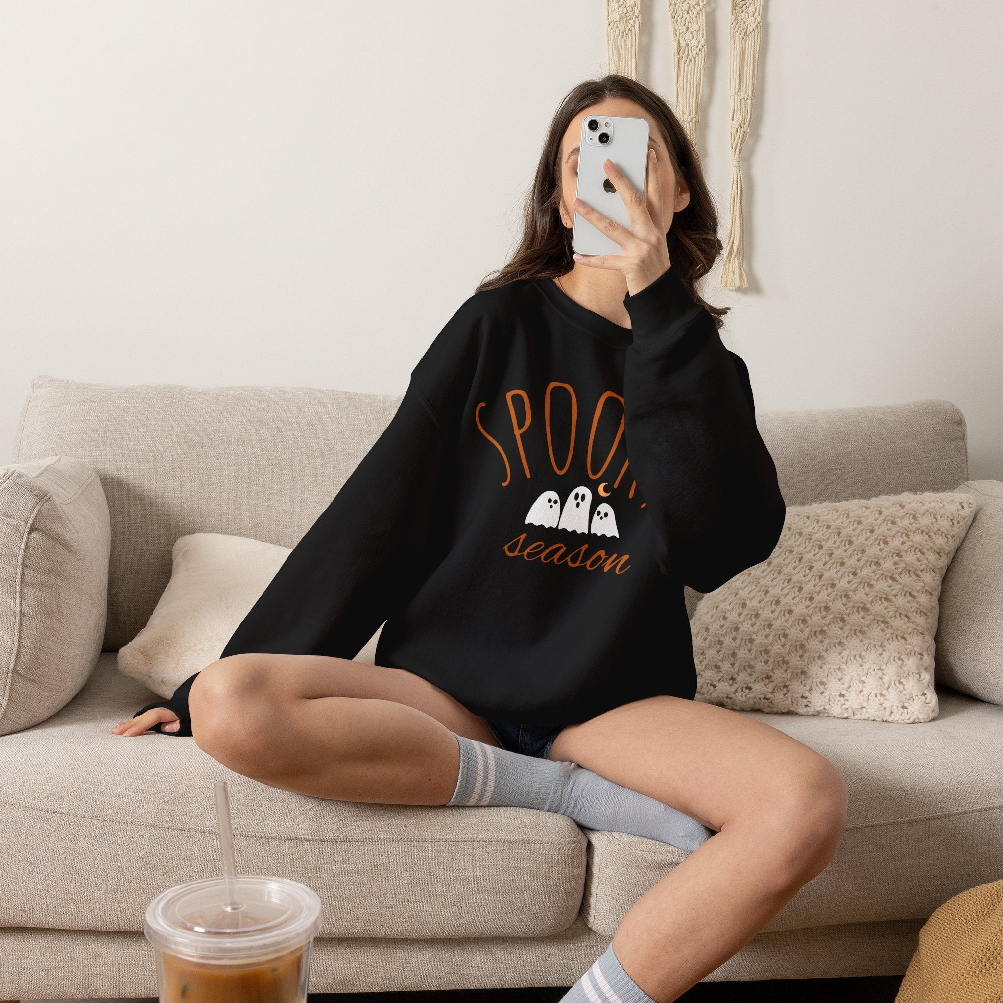 Spooky Season Crewneck Sweatshirt | Cute Ghosts Halloween Pullover