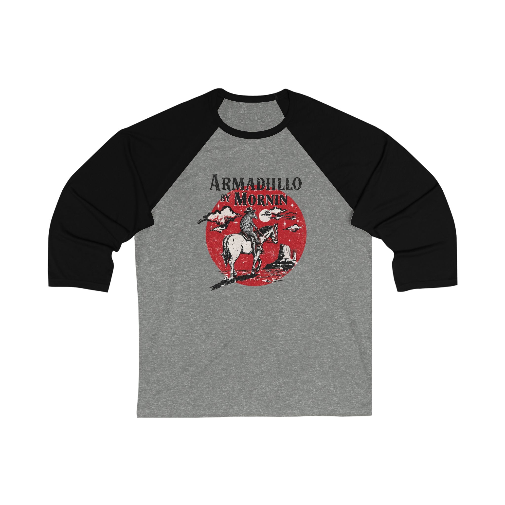 Armadillo by Morning Retro Southwestern Baseball Tee — Funny Raglan Graphic