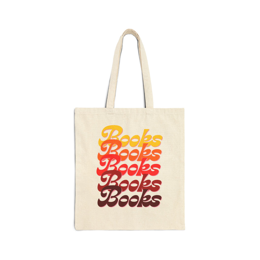 Books Stack Tote — Retro Gradient 'Books' Canvas Shopper Bag