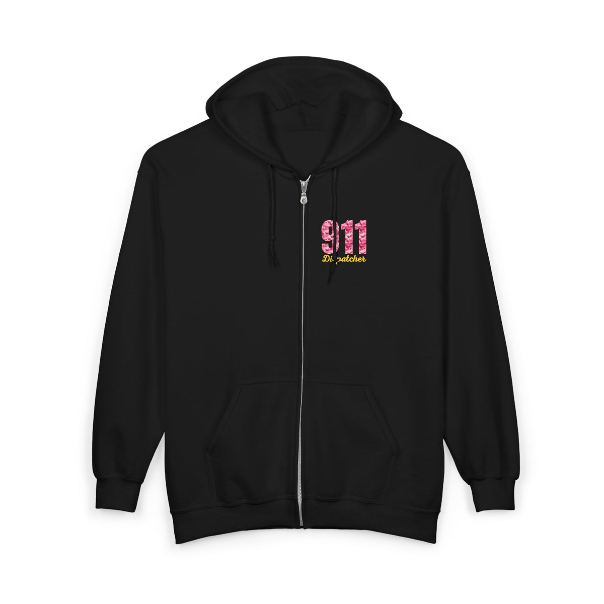 911 Dispatcher Pink Camo Zip Hoodie — Emergency Dispatcher Gift