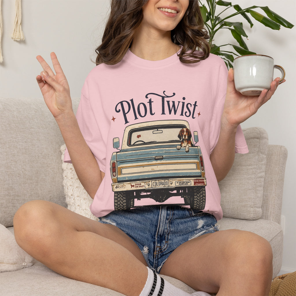 T‑Shirt — "Plot Twist: She's Buying More Books" Vintage Truck Graphic