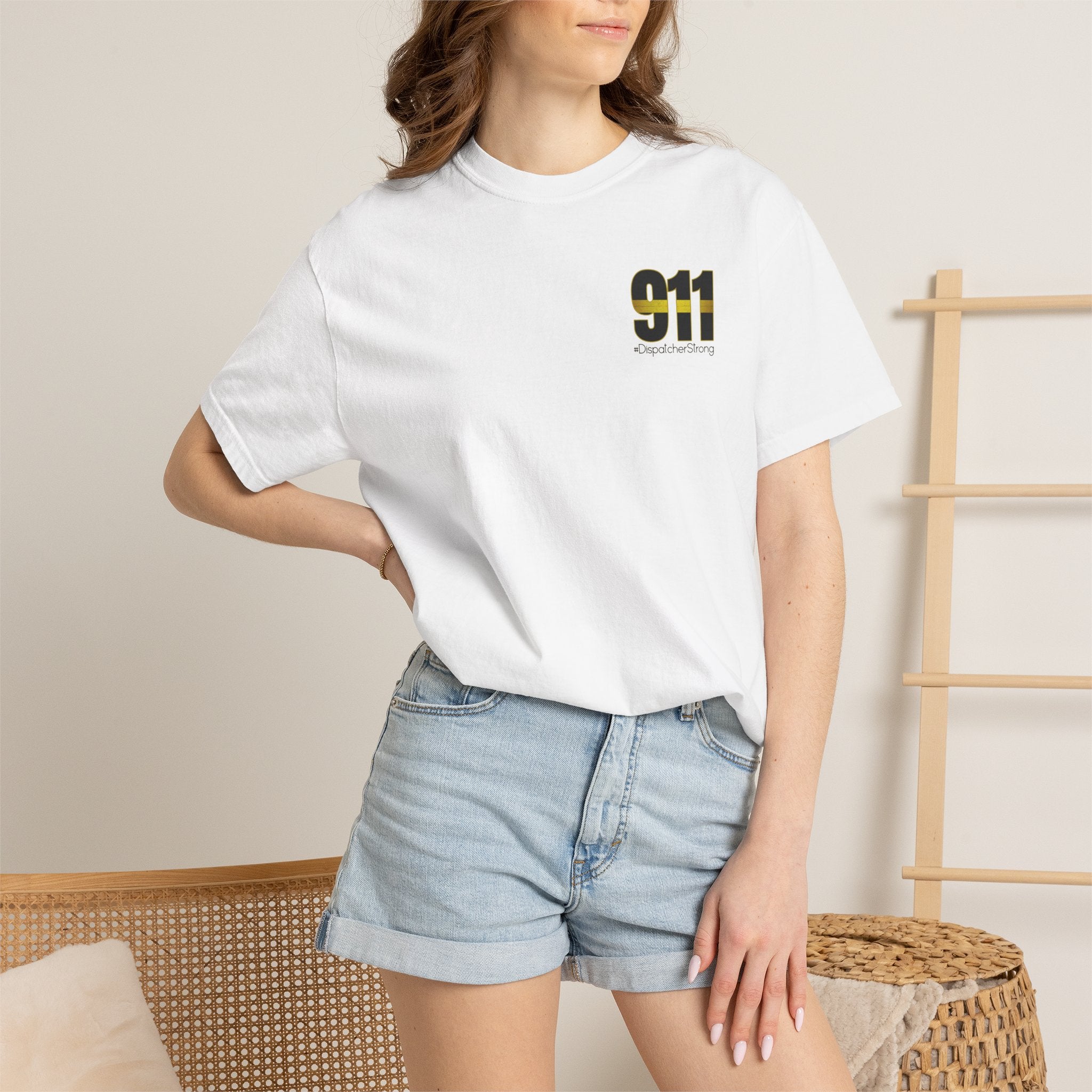 911 Dispatcher Strong T-Shirt — Thin Gold Line Emergency Dispatcher Tee