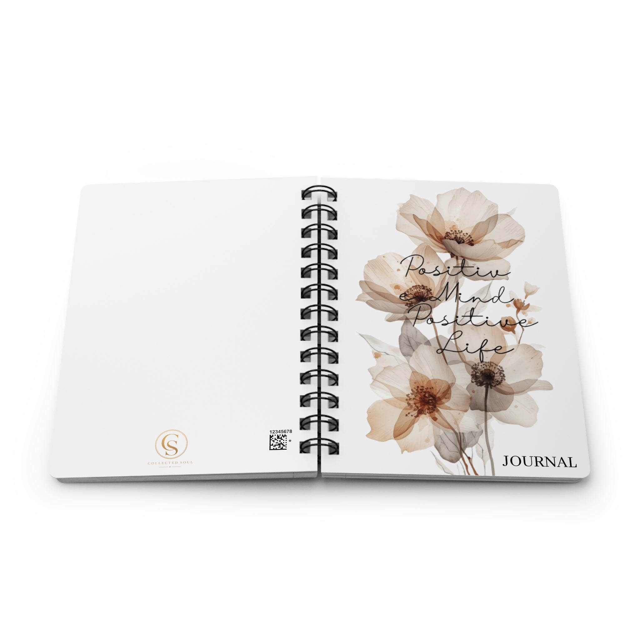 Positive Mind Positive Life Spiral Journal — Floral Inspirational Notebook