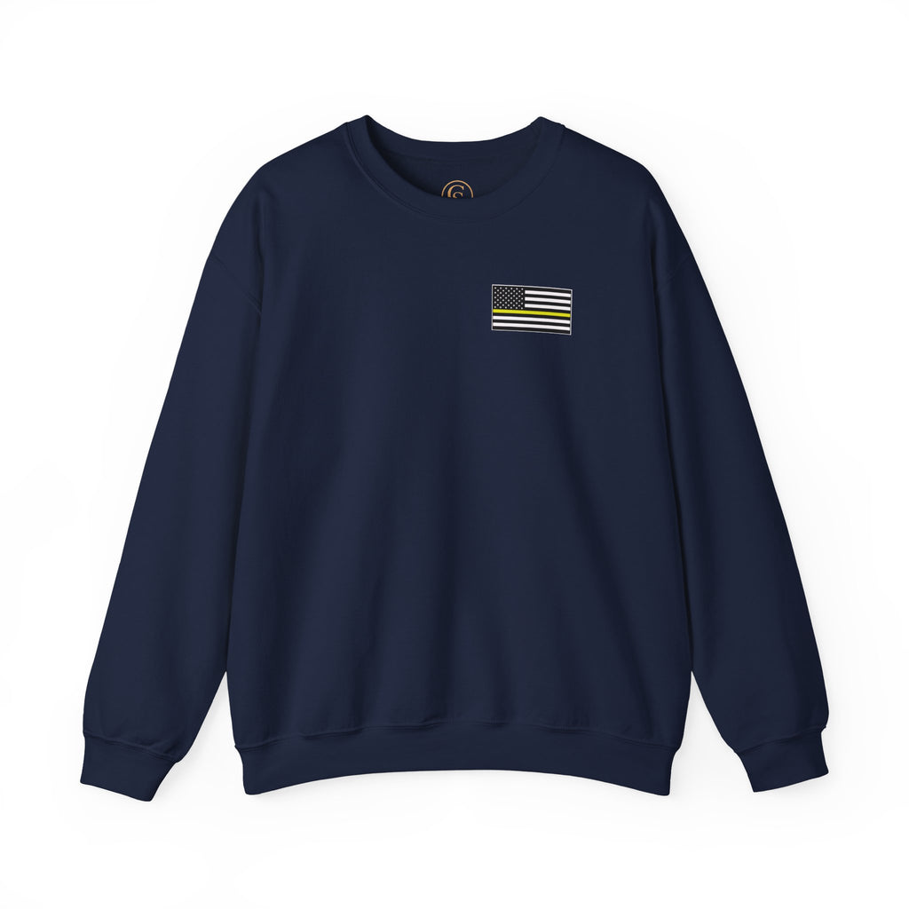 Crewneck Sweatshirt - Thin Yellow Line American Flag Design (Back & Chest)
