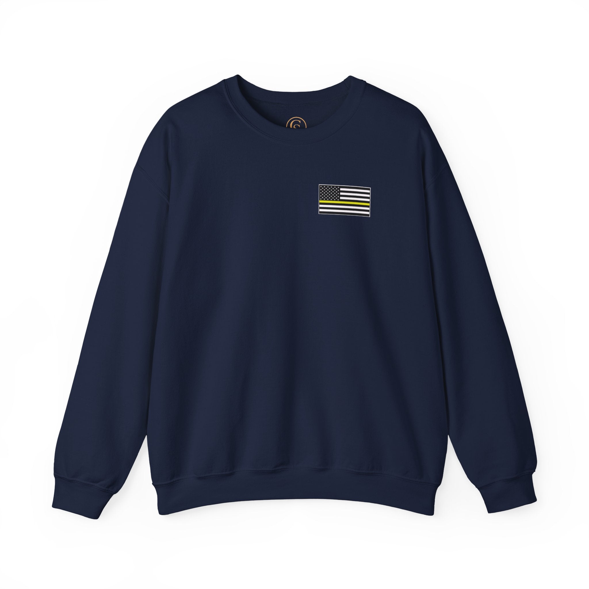 Crewneck Sweatshirt - Thin Yellow Line American Flag Design (Back & Chest)