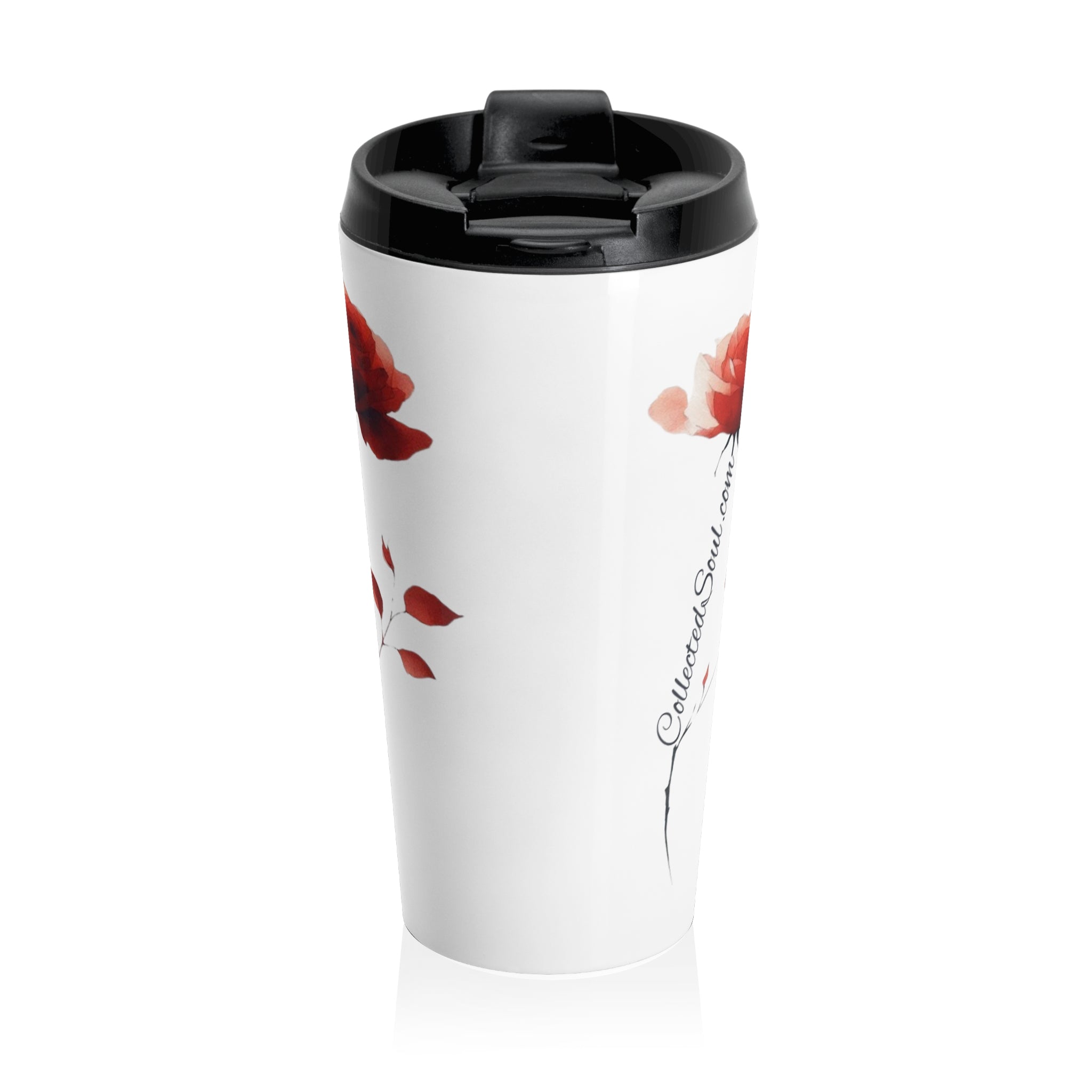 Travel Mug — "Booked Up & Caffeinated" Floral Stainless Steel Tumbler