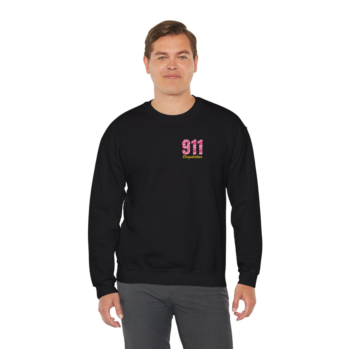 911 Dispatcher Crewneck Sweatshirt — Pink Camo Emergency Dispatcher Pullover