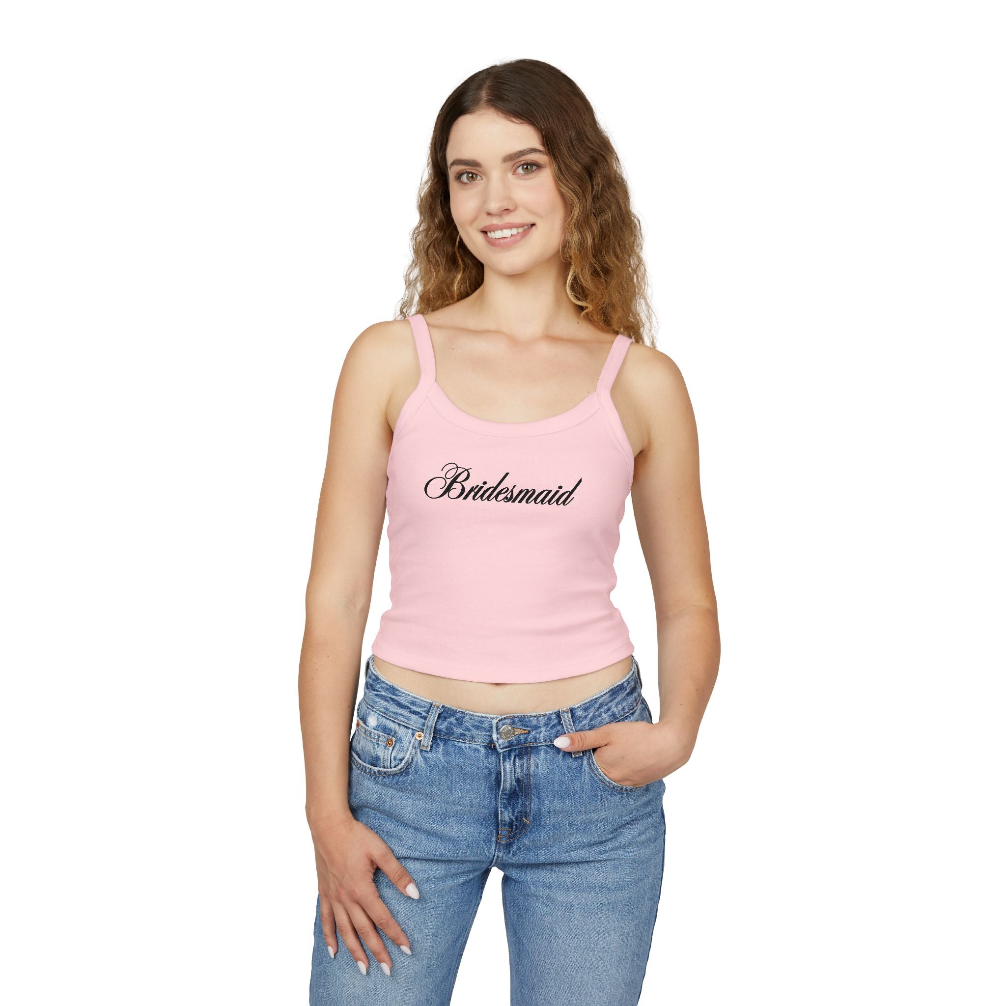 Bridesmaid Spaghetti Strap Tank Top — Elegant Script Bridal Party Tank