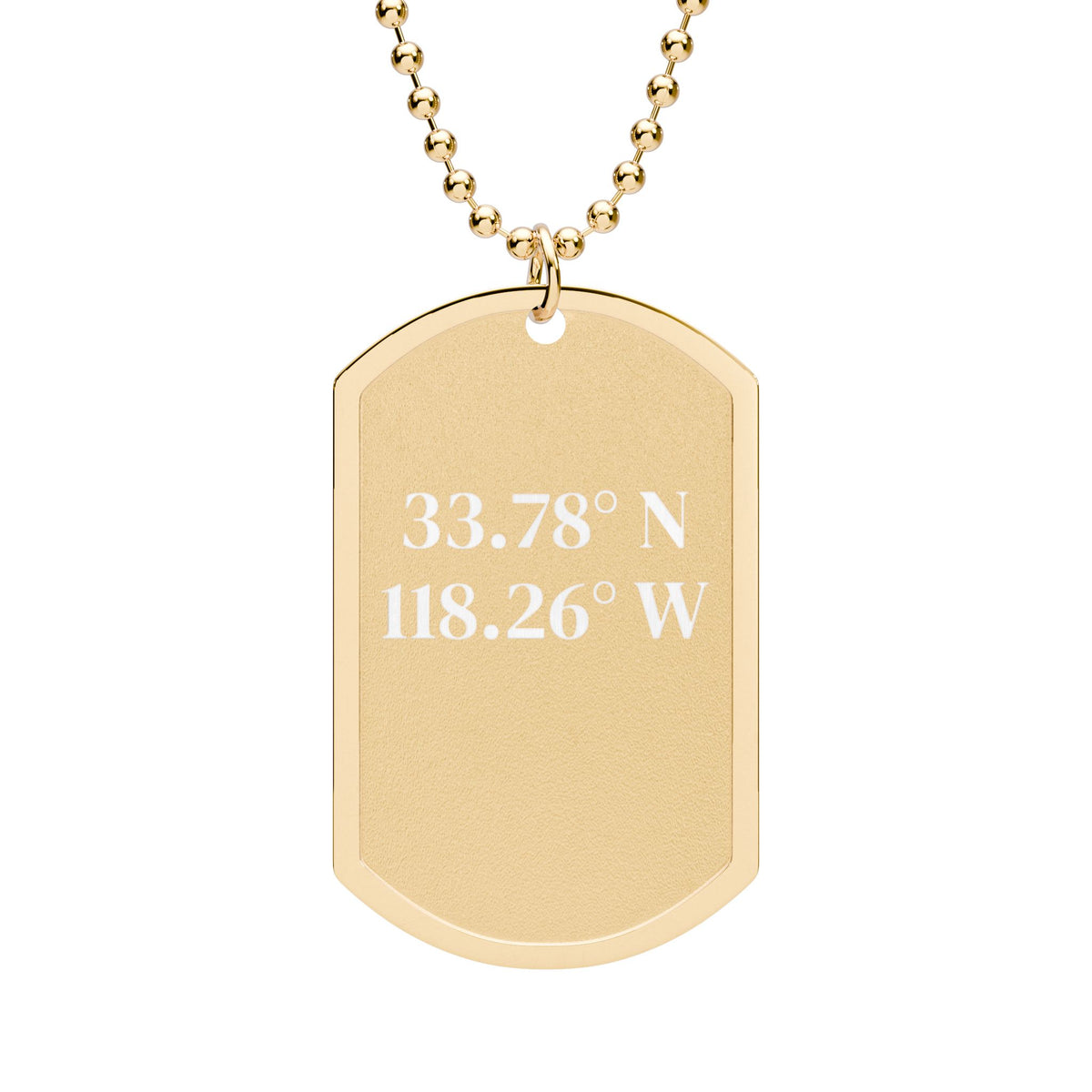 Coordinates Dog Tag Necklace — Custom Engraved Location Pendant