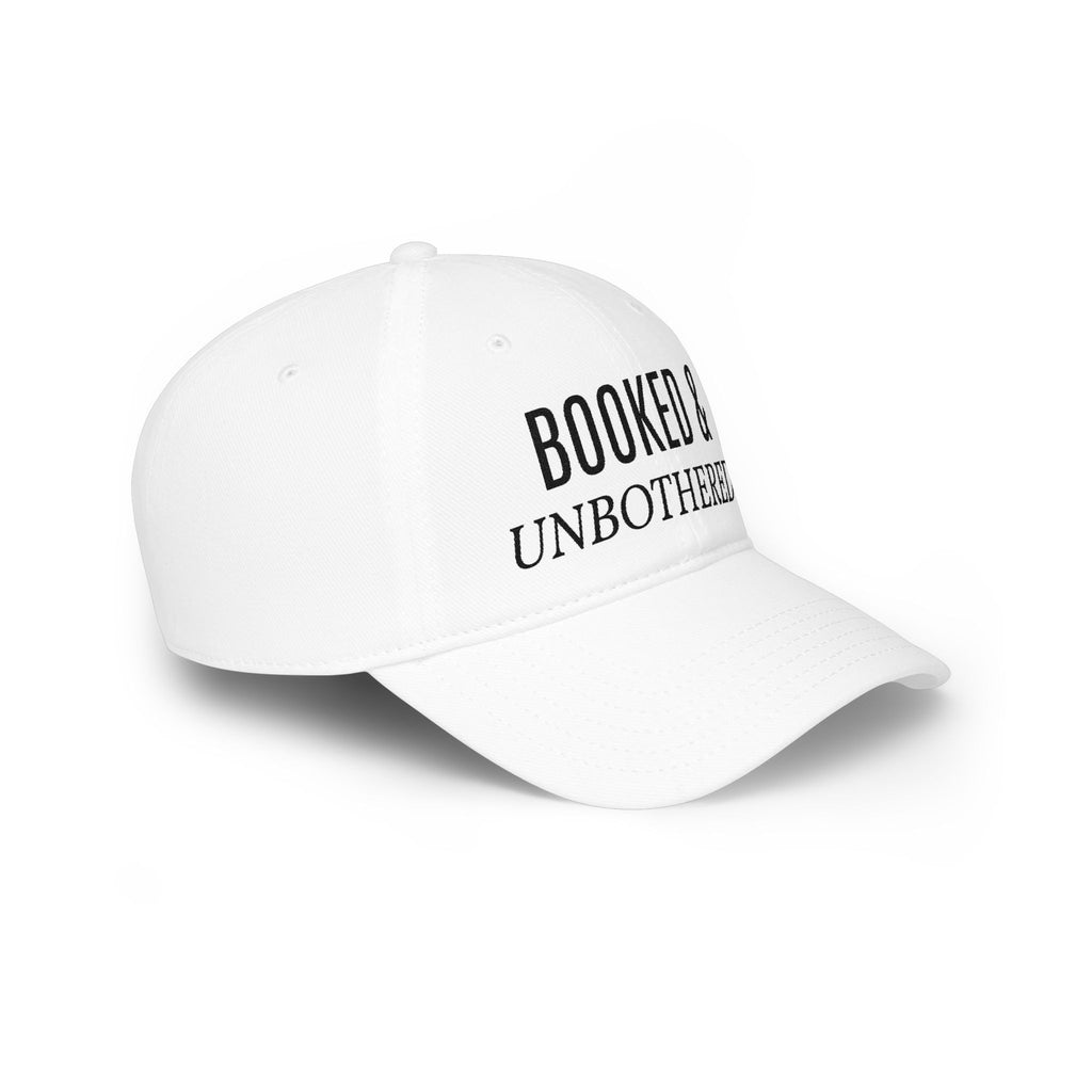 Booked & Unbothered Cap — White Bookish Baseball Hat