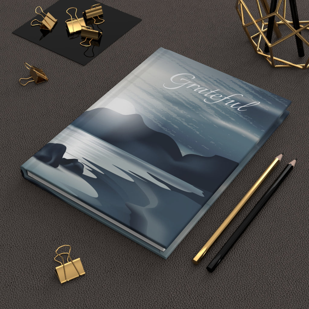 Grateful Hardcover Journal — Serene Moonlit Landscape Notebook for Reflection & Gratitude