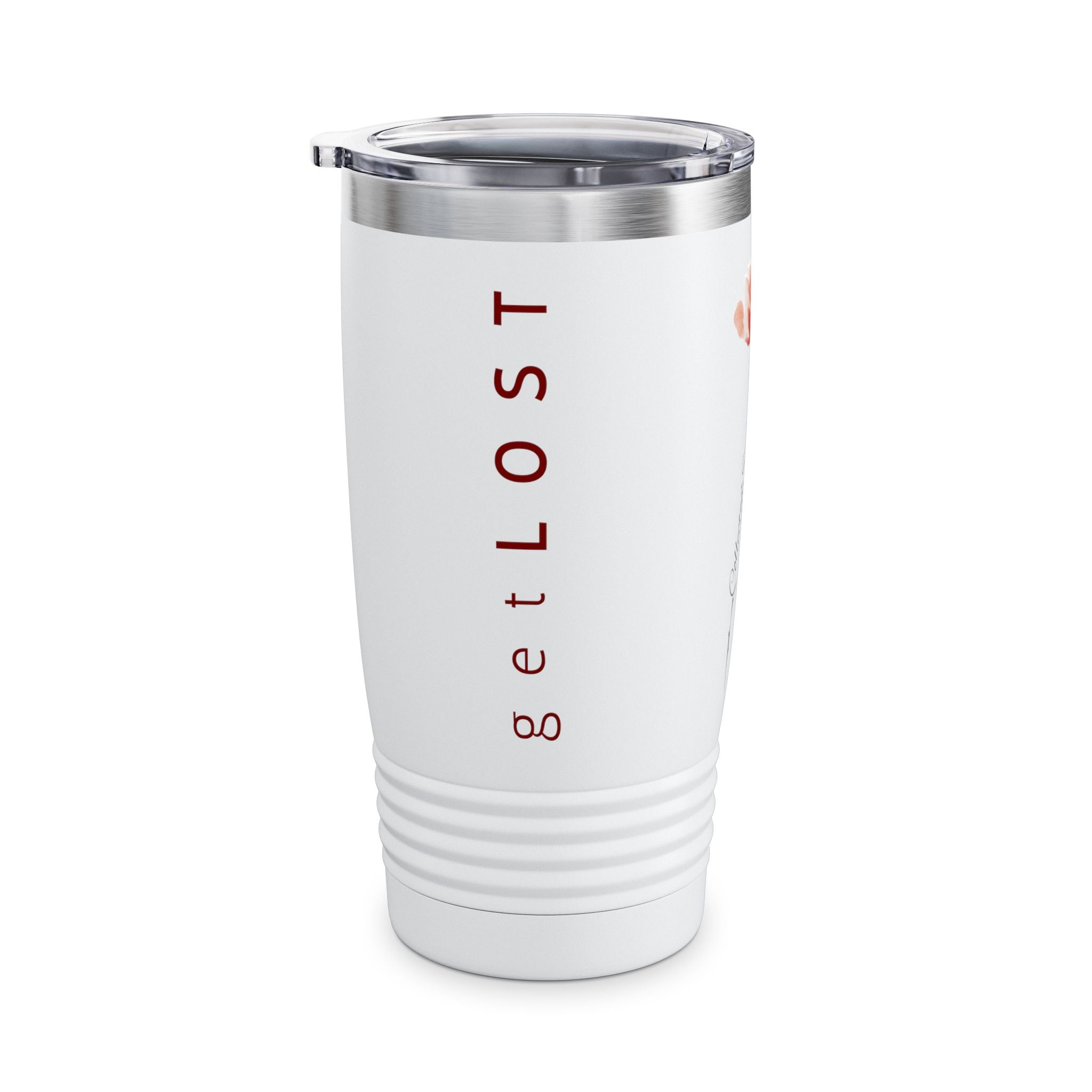 20oz Floral Rose Tumbler - "get LOST" Inspirational Travel Drinkware