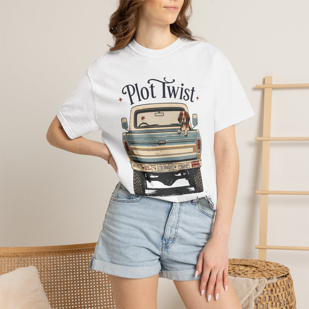 T‑Shirt — "Plot Twist: She's Buying More Books" Vintage Truck Graphic
