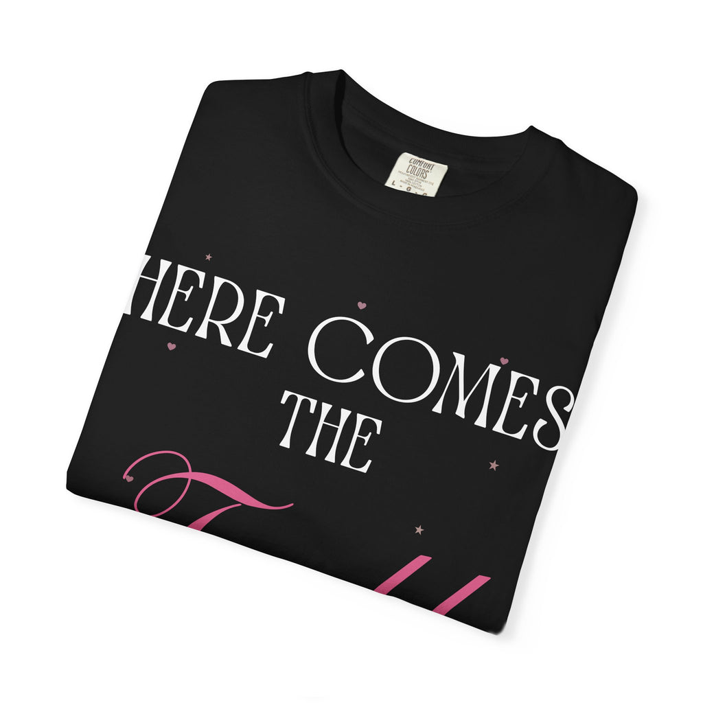 "Here Comes the Trouble" Custom Comfort Colors Tee — Personalized Bachelorette Shirt