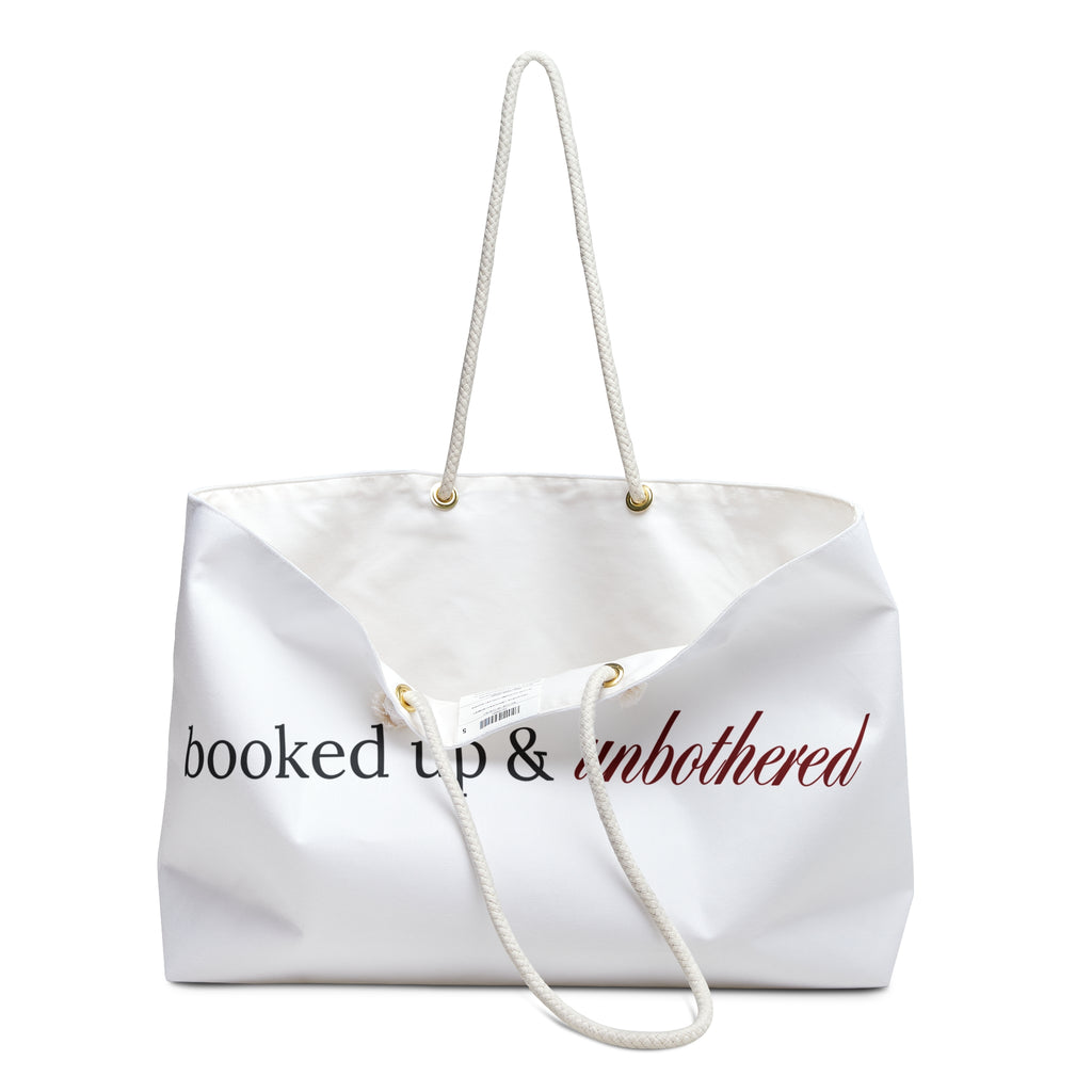 Booked Up & Unbothered — Canvas Weekender Bag