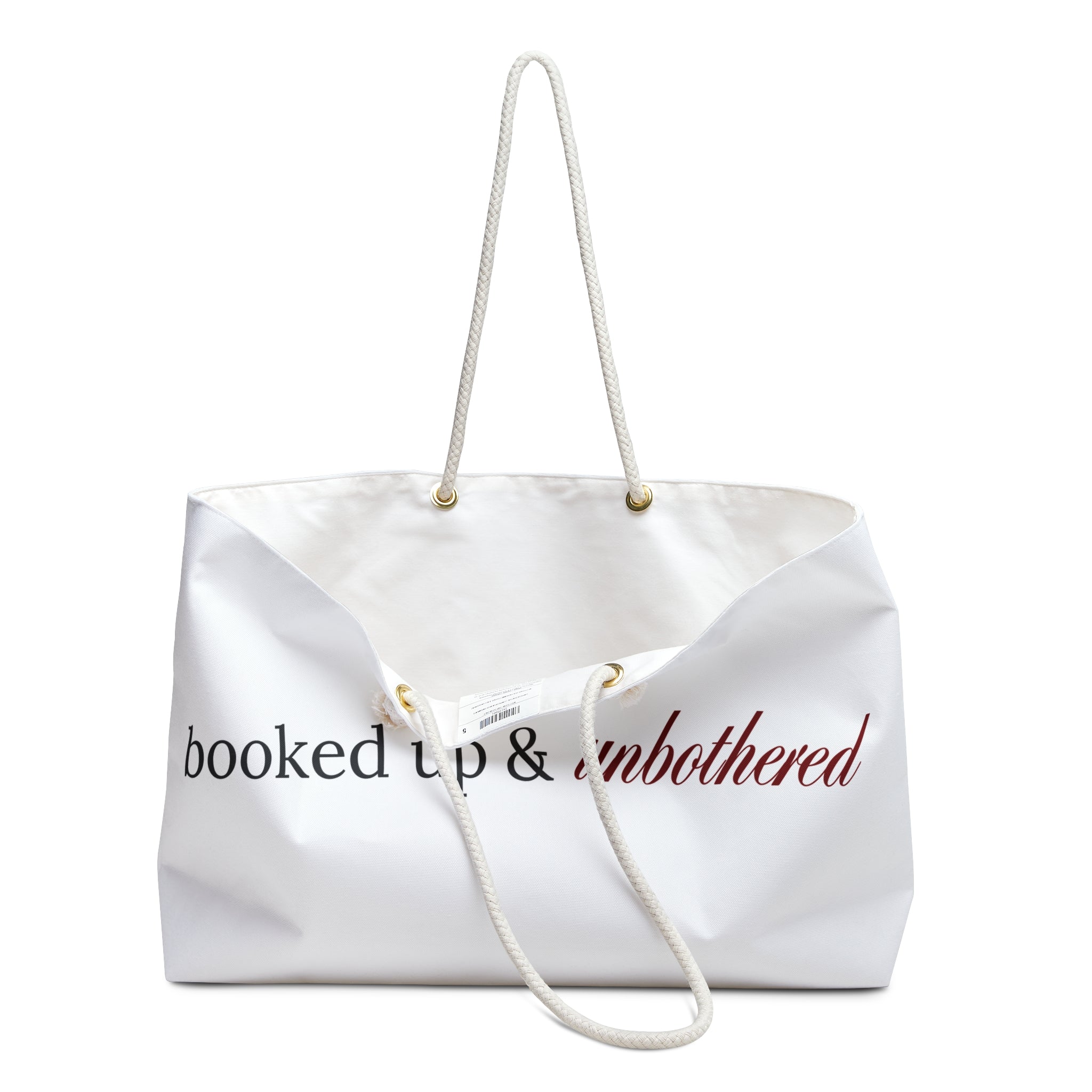 Booked Up & Unbothered — Canvas Weekender Bag