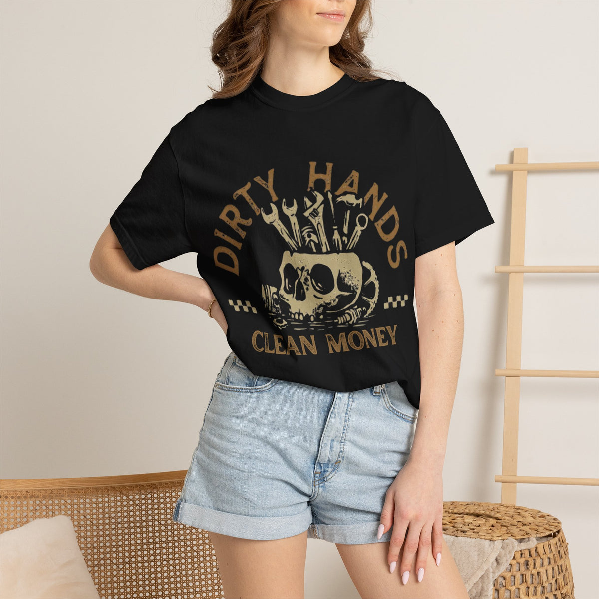 Dirty Hands, Clean Money Black Vintage Graphic Tee Shirt