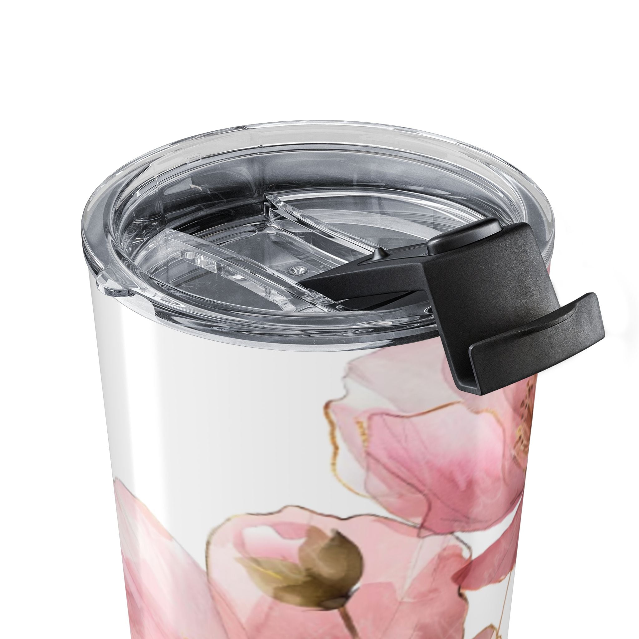 20oz Floral Personalized Tumbler – Pink Watercolor Poppies, Custom Name Travel Cup