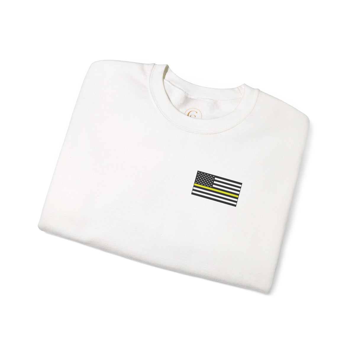 Crewneck Sweatshirt - Thin Yellow Line American Flag Design (Back & Chest)