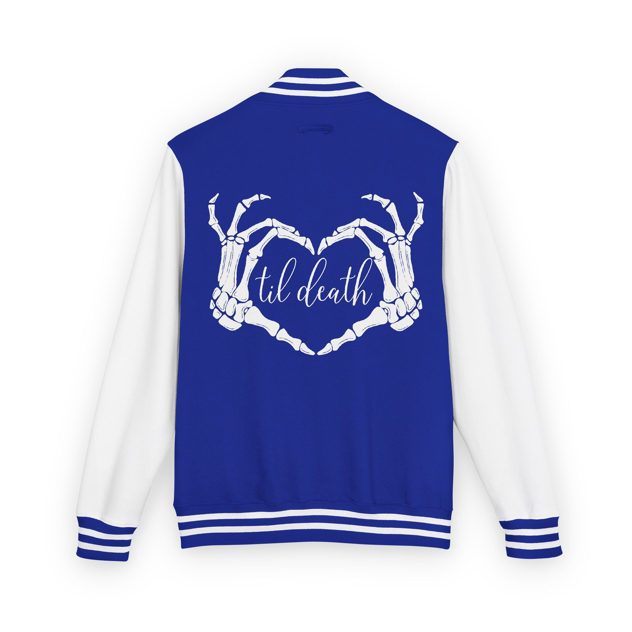 Mrs. Letterman Jacket — 'Til Death Skeleton Heart Hands Varsity Jacket