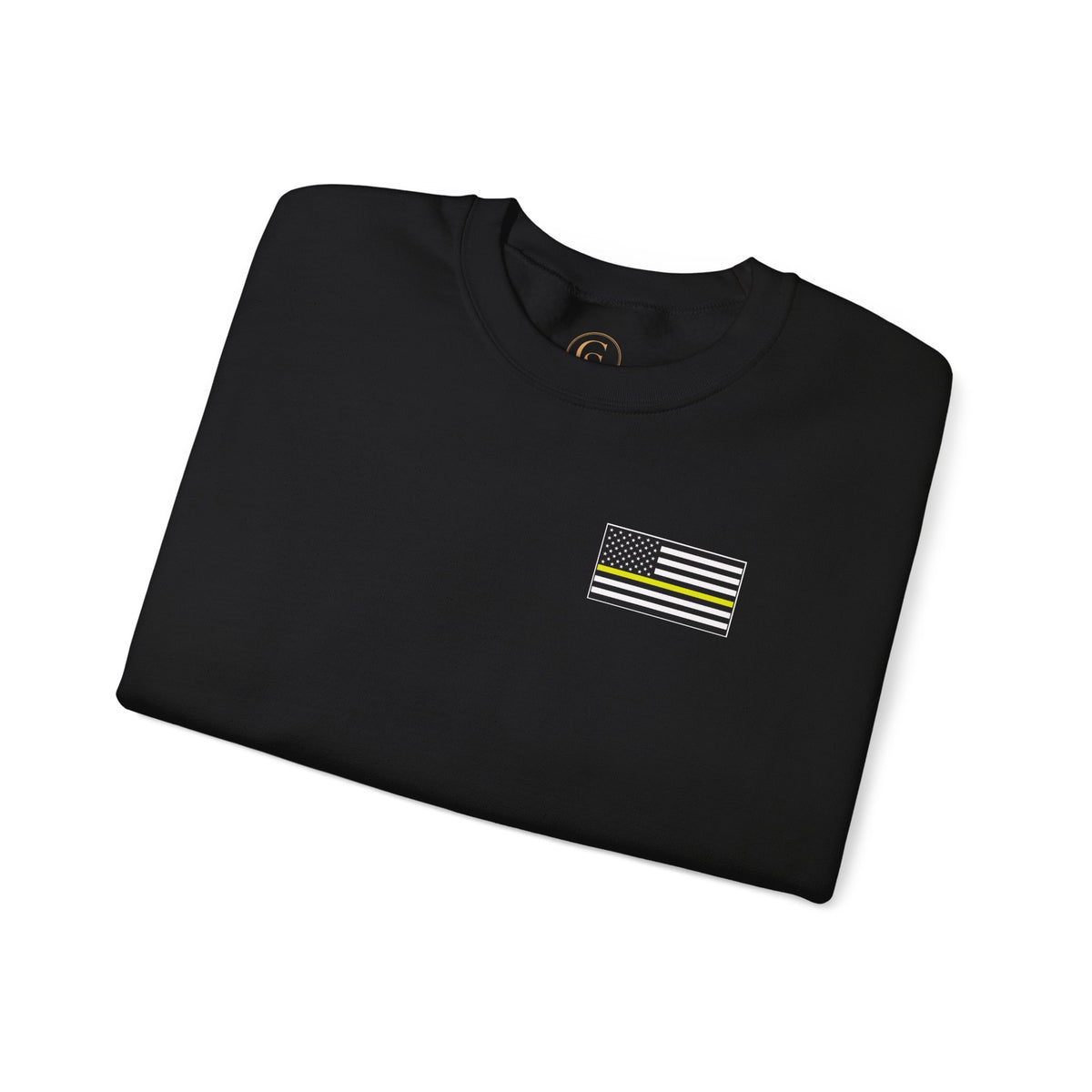 Crewneck Sweatshirt - Thin Yellow Line American Flag Design (Back & Chest)