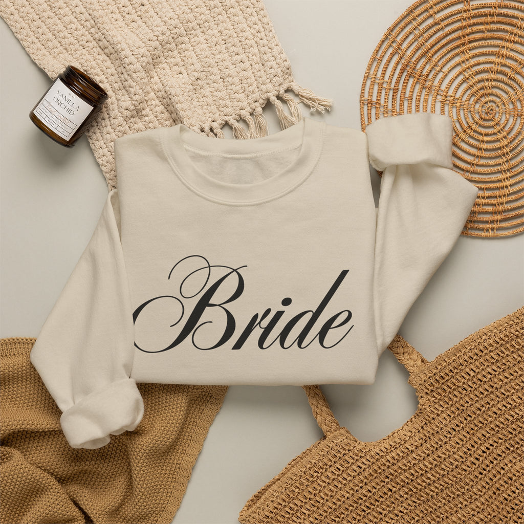 Bride Script Sweatshirt — Bridal Crewneck Pullover for Bachelorette & Wedding Day