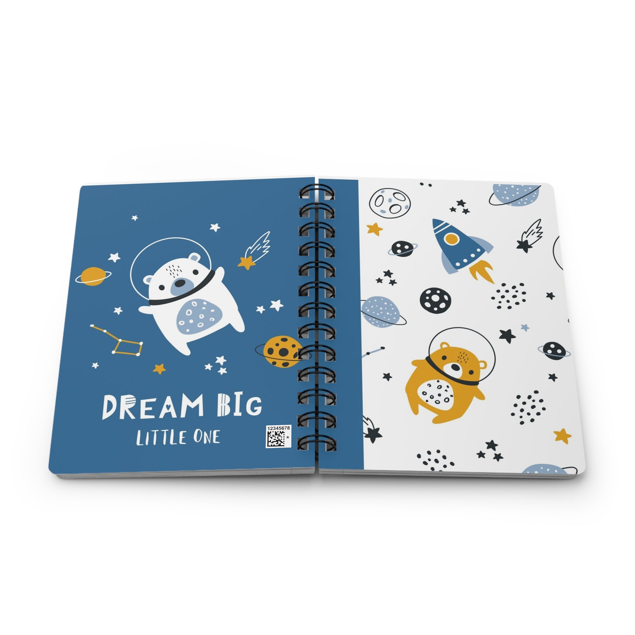 Dream Big Astronaut Bear Spiral Journal  |  Cute Space Notebook for Kids