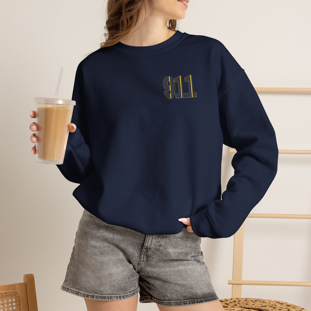 911 Thin Gold Line Flag Crewneck Sweatshirt — Thin Gold Line Dispatcher