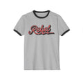Rebel Retro Ringer Tee — Vintage Script Graphic T-Shirt
