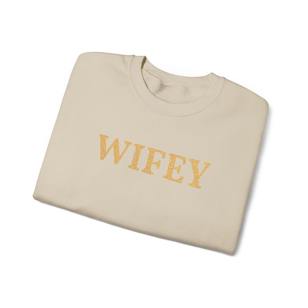 Personalized Embroidered "WIFEY" Crewneck Sweatshirt — Bride & Newlywed Gift