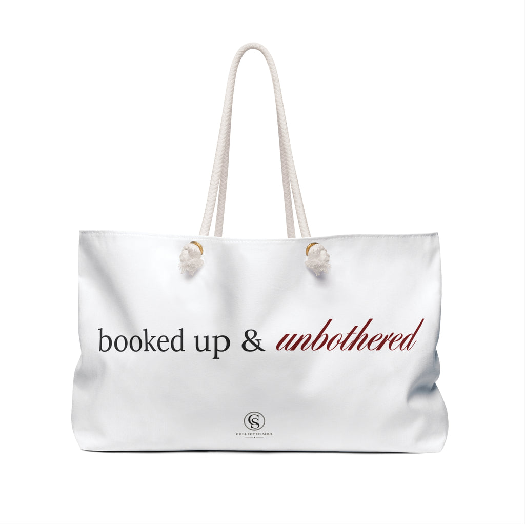 Booked Up & Unbothered — Canvas Weekender Bag