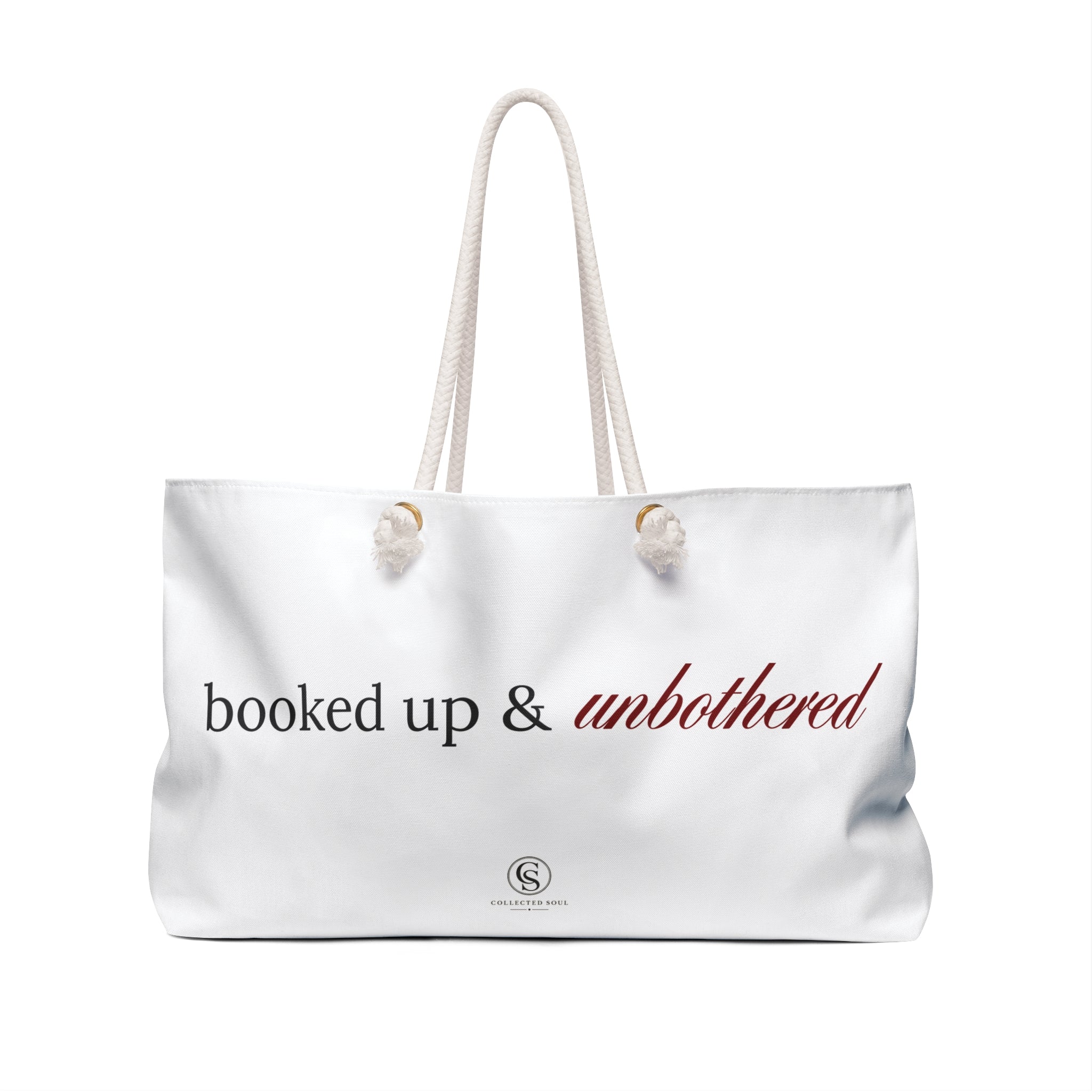 Booked Up & Unbothered — Canvas Weekender Bag