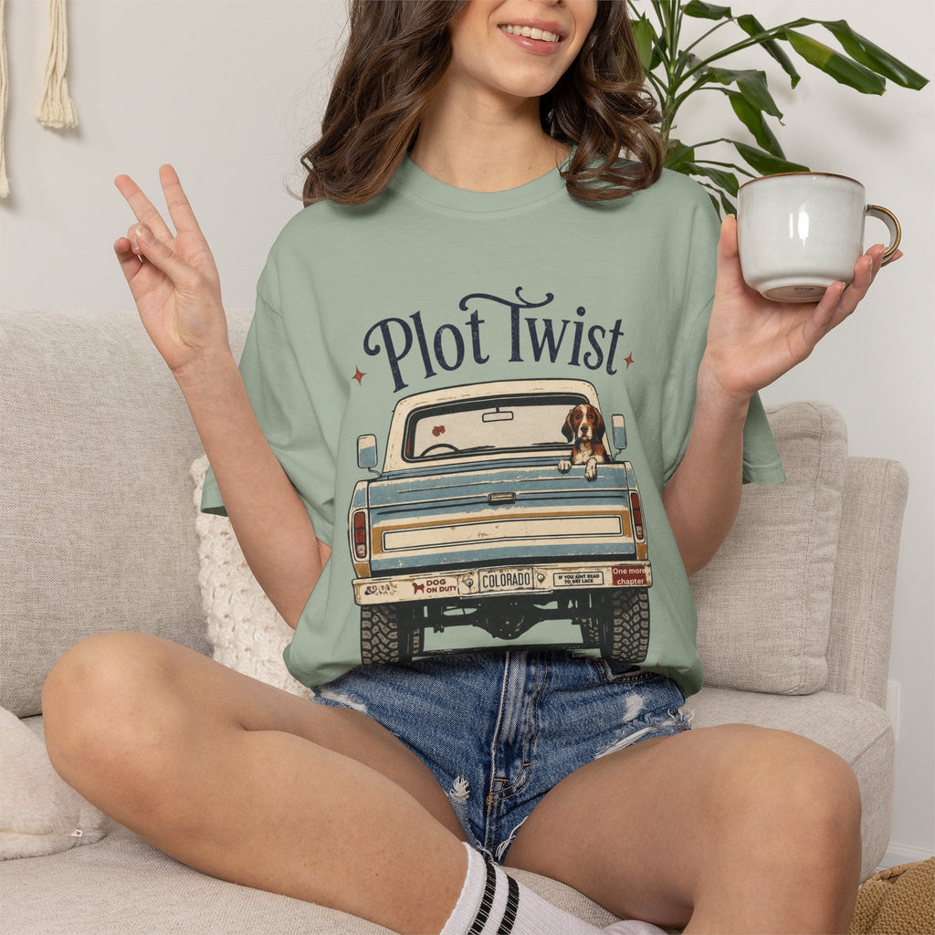 T‑Shirt — "Plot Twist: She's Buying More Books" Vintage Truck Graphic