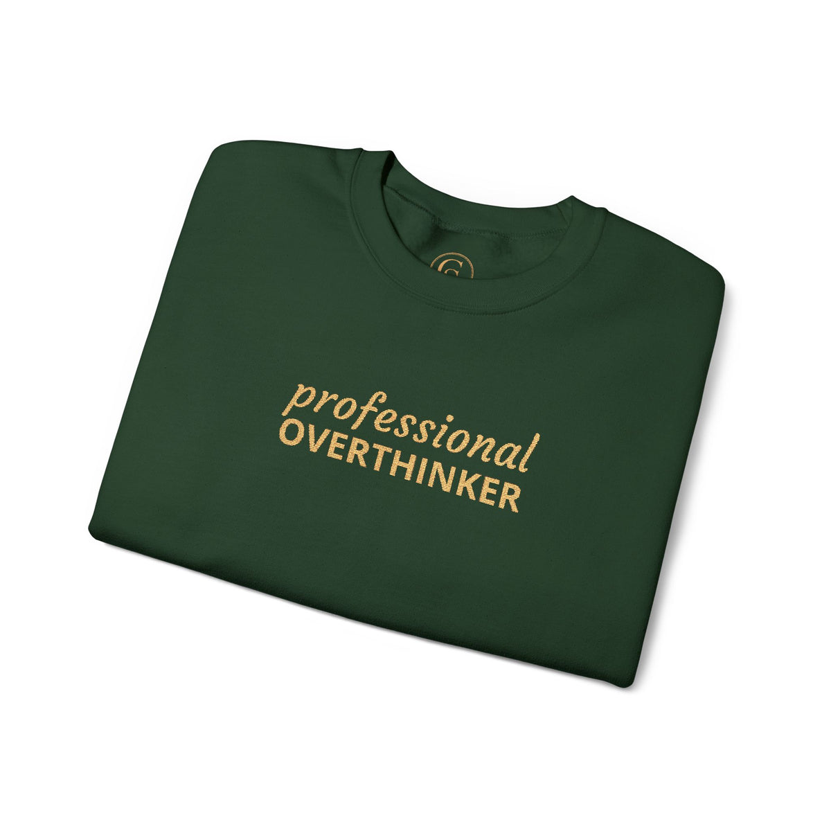 Professional Overthinker Embroidered Sweatshirt — Funny Crewneck Pullover for Thinkers