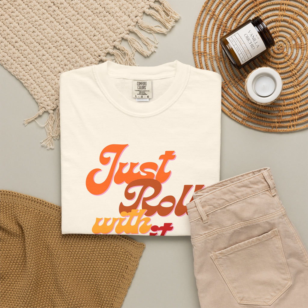 Just Roll With It Baby T-Shirt — Retro Script Graphic Tee